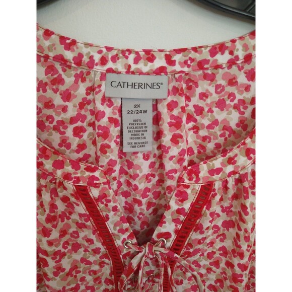 Catherine's flared sleeve Tassel Top 2x Pink Boho Beachy Cottage Core Feminine - Picture 8 of 8